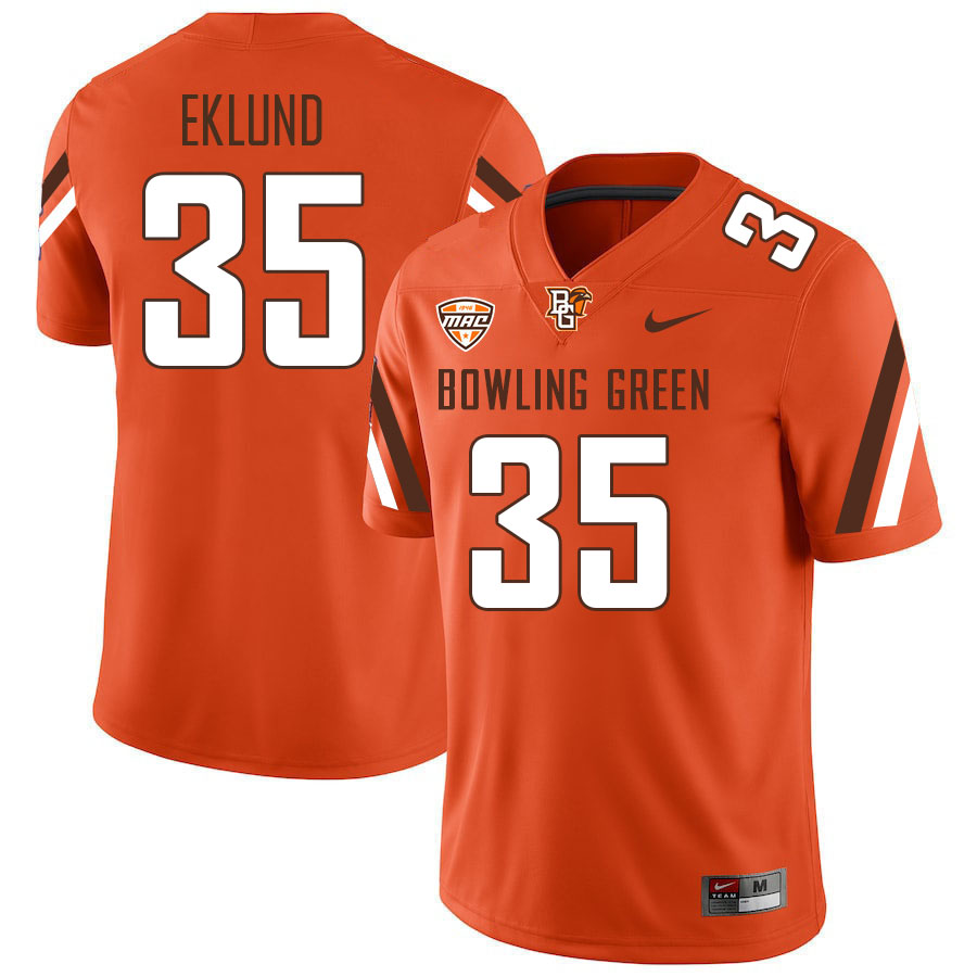 Men #35 Justin Eklund Bowling Green Falcons College Football Jerseys Stitched-Orange